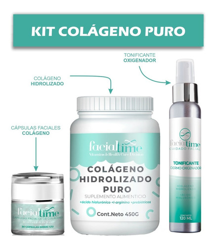 Facial Time Kit Colágeno Puro + Tonificante + Cáps Faciales