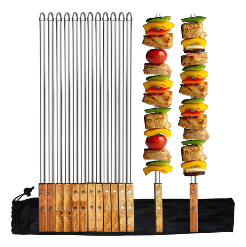 Vokop Paquete De 12 Pinchos De Kebab De 22 Pulgadas De Acero