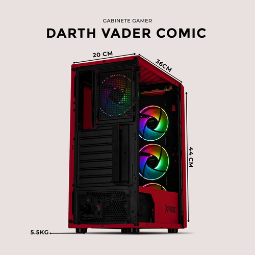 Gabinete Xtreme Pc Darth Vader Comic Edition Atx 4 Fan Argb
