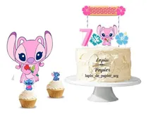 Comprar Adorno Torta Cake Topper Cumpleaños Deco Mesa Angel (stitch) Rosa Angel Stitch