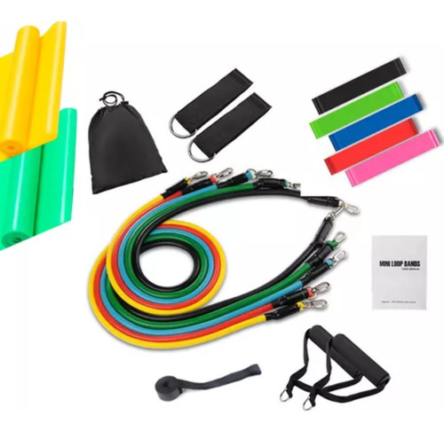 Acessórios Esportivos Kit 18 Itens Treino Exercicios Elásticos Faixa Elástica Mini Band 12níveis Atividade Fisica Pilates Casa