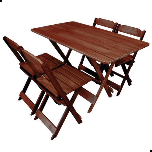 Conjunto sala de jantar Dte Store Mesa com 4 cadeiras mesa de  59cm comprimento máximo x 59cm de largura x 95cm de altura - Marrom