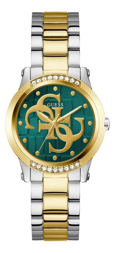 Reloj Guess Annette Verde Mujer Correa Bitono Bisel Dorado