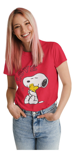 Polera Snoopy Charlie Brown Love Algodon Estampado