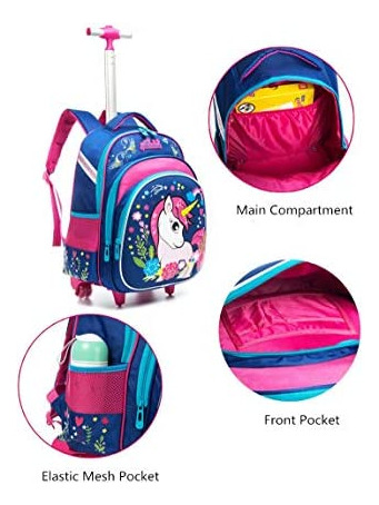 Meetbelify Girls Unicorn Rolling Backpacks Mochila Para Niño