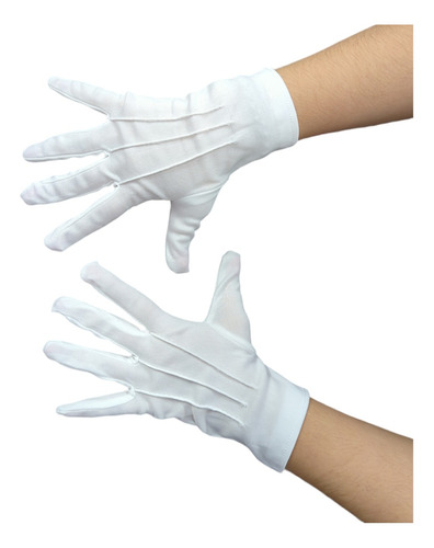 Guantes Cortos Blanco Adulto Tela Cotillon Halloween Par