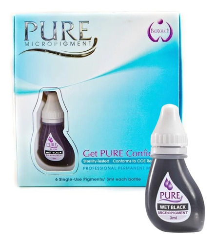 Caja 6 Pz Pigmento Pure Wet Black Biotouch 100% Color Negro