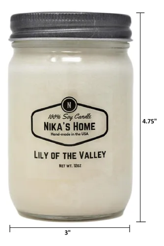 Nikas Home Lily Of The Valley Soy Vela 12 Oz Mason Jar No Tó