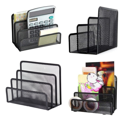 Organizador De Metal De Papéis Para Mesa Com 3 Divisões