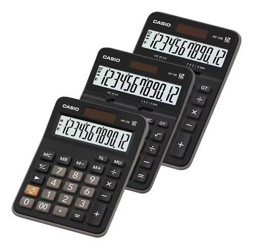 3 Calculadoras De Escritorio Casio Mx-12b + Dx-12b + Ax-12b