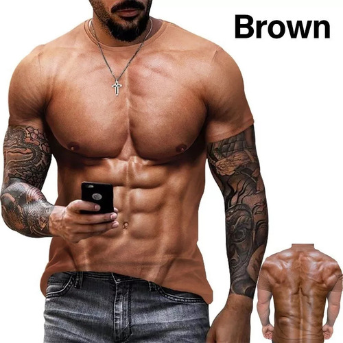 Bake Nueva Camiseta 3d Con Estampado De Músculos Falsos