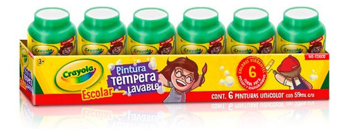 2pza Pintura Témpera Crayola Verde 59 Ml. C/6 Lavable