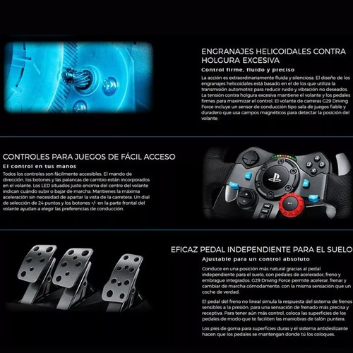 Imagen 4 de 10 de Timón Logitech G29 Para Pc / Ps5 | Ps4 + Palanca De Cambios