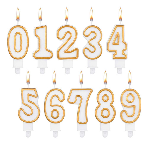 10 Velas Con Números De Pastel De Cumpleaños, Números Del 0