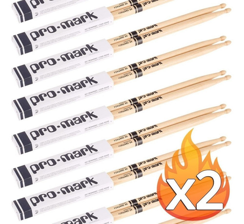 Pack X2 Palillos Promark Classic Hickory 5a 5b Punta Madera 