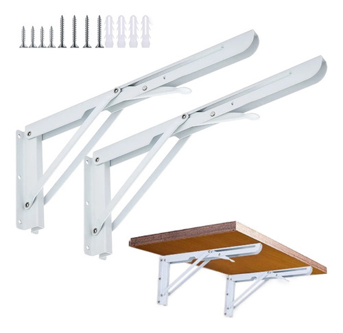 Mensula Soporte Abatible Repisa Plegable Blanco 40cm 1 Par