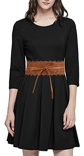 Cinturón De Encaje Toptim Para Mujer, Pajarita, De Piel Sint