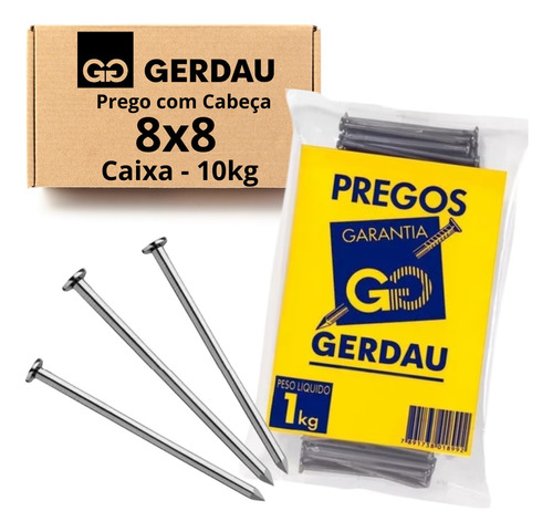 Prego 8x8 Com Cabeça 10kg Gerdau