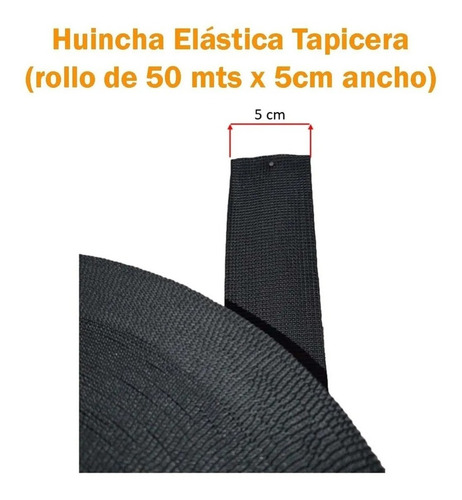 Imagen 2 de 4 de Huincha Elástica Tapicera De 5cm Ancho Por 50 Mts El Rollo