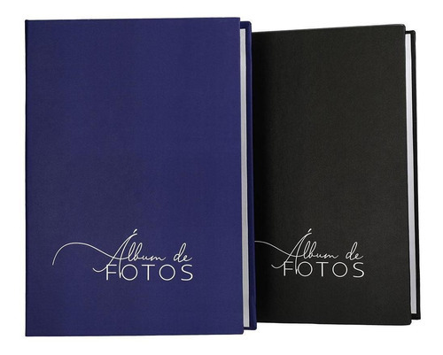 2 Albuns Para 500 Fotos 10x15 Premuim Fosco Azul E Preto