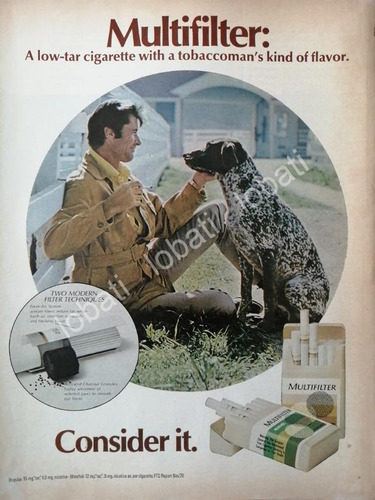 Cartel Publicitario Retro Cigarros Multifilter 1970 /2