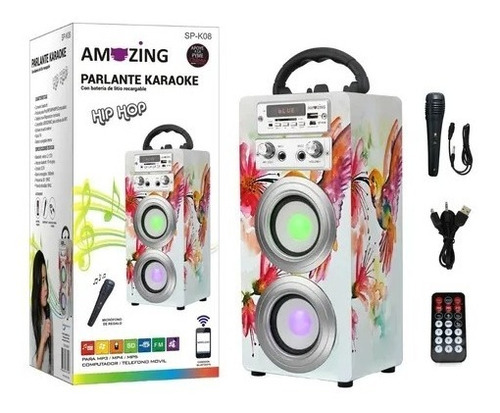 Parlante Karaoke Bluetooth Inalámbrico Hip Hop Colibrí