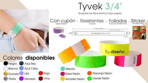 1,000 Brazaletes  Tyvek 3/4  Pulsera De Papel Sin Impresión 