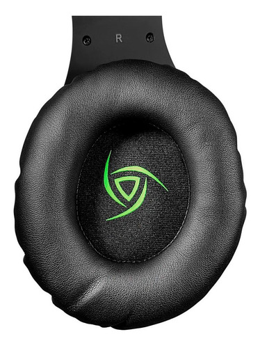 Auriculares gamer VSG Kuiper negro con luz verde LED