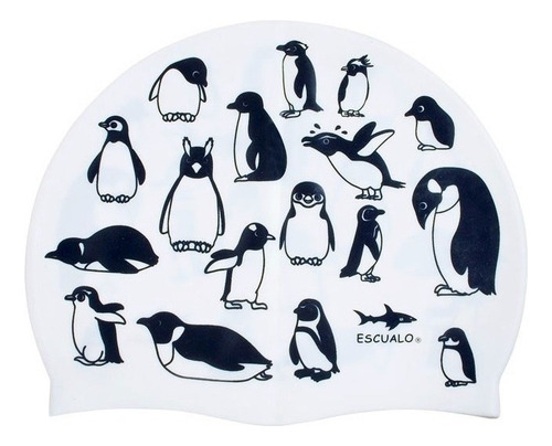 Gorra Natación Adulto Modelo Pinguinos - Escualo Color Blanco Talla Unitalla Diseño De La Tela Estampado