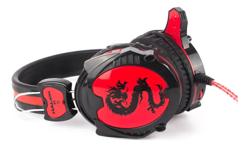 Audífono Halion Gamer S2 Dragon Cmicrófono Para Pc Rojo