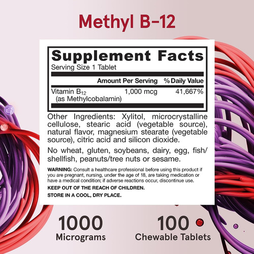 Jarrow Vitamina B12 1000 Mcg Con 100 Tabletas Masticables