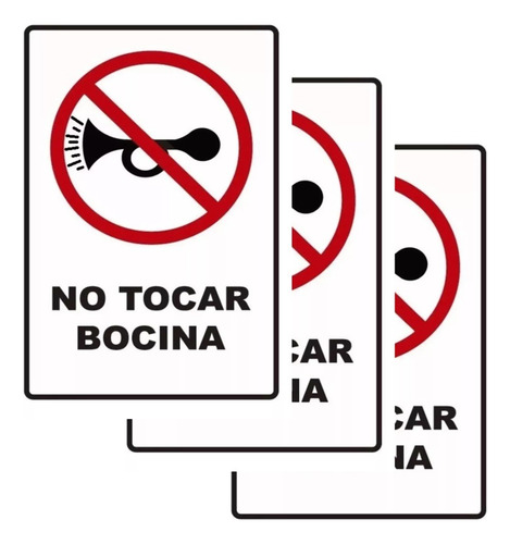 X3 Señalitica No Tocar Bocina Letrero Cartel Placa 30cmx20cm