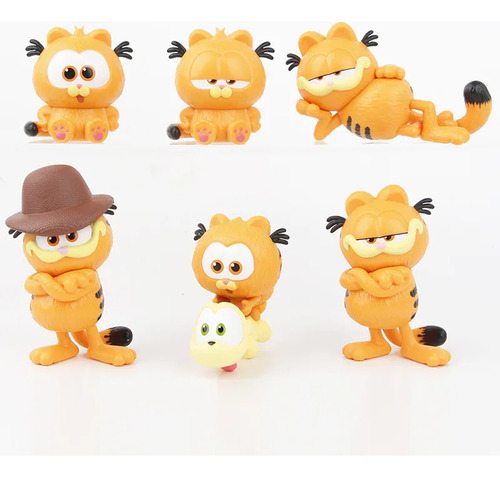 Juego De 6 Juguetes Modelo Garfield Con Forma De Gato Para N