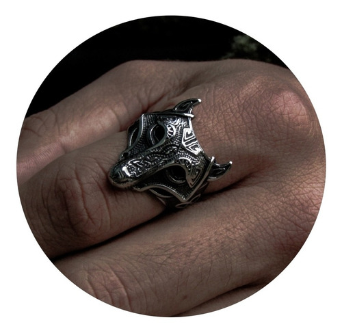 Anillo Vikingo Lobo Nórdico Hombre Caballero Moda 2020