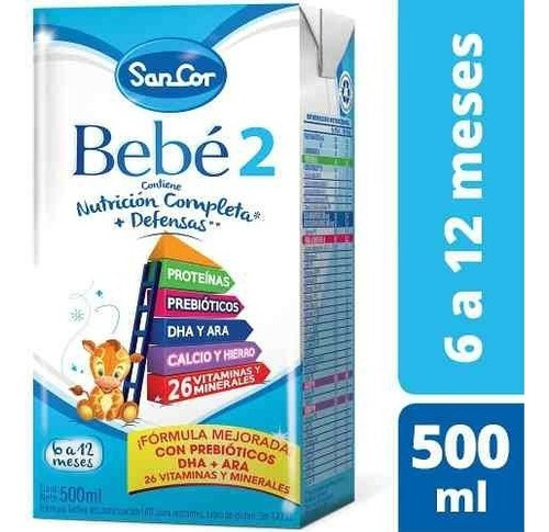 Leche Sancor Bebe 2 (6 A 12 M) Nutricion Infantil 36 X 500ml