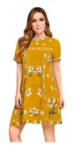 Comprar Hermoso Vestido Corto Mostaza Con Bordados Cklass 990-34
