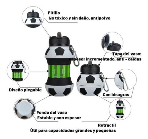 Botella Plegable De Silicona Para Fútbol Portátil Y Antiderr Blanco Fútbol