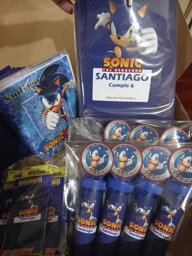 Pack Bolsa Personalizada , Libro +burbujero+colores Sonic !