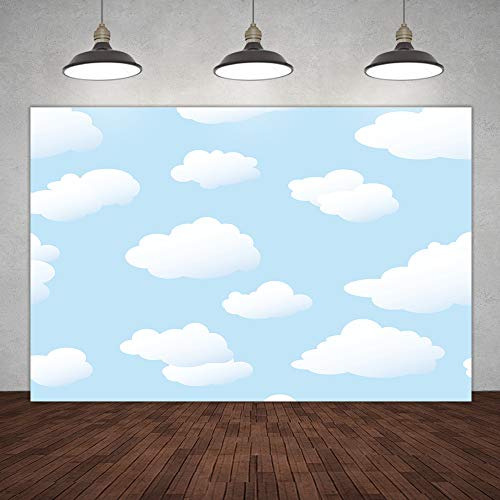 5×3ft White Clouds And Blue Sky Backdrop Cartoon Natural