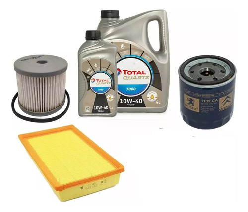 Kit 3 Filtros + Aceite Total 5l 7000 Peugeot 307 C4 2.0 Hdi