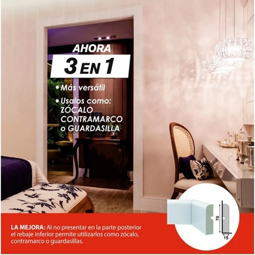 Imagen 3 de 10 de Zocalo Sustentable Piso Blanco 240 Politileno Ecologico Cm
