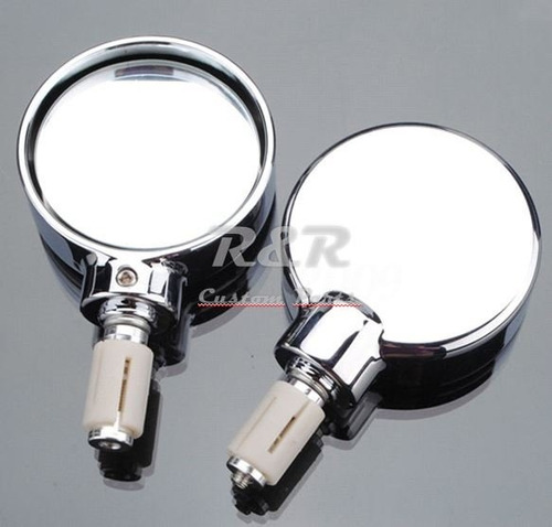 Retrovisor Cafe Racer Bobber Custom Ponta Guidão Cromo - Par
