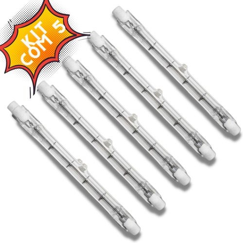 Lâmpada Halógena Palito 500w 220v Bilateral 118mm 5 Peças Cor da luz Branco-quente