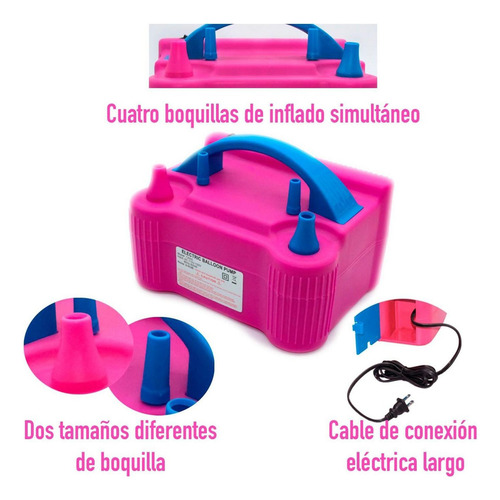 Bomba Para Inflar Globos Eléctrica Portátil Doble Válvula