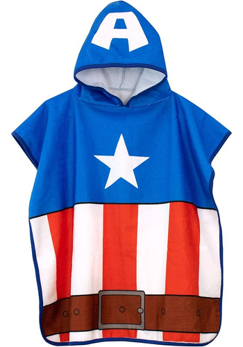 Poncho De Toalla Con Capucha Del Capitán América De Marvel B