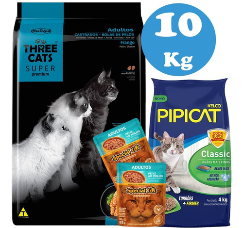 Three Cats Castrado Bola De Pelo Super Premium 10 Kg +regalo