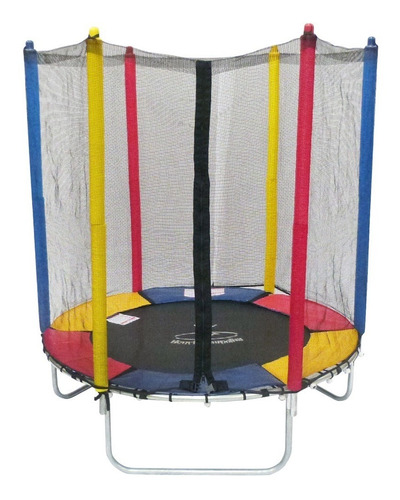 Cama elástica Henri Trampolim Kids 1.40 m com diâmetro de 1.4 m, cor da proteção das molas multicolor e tela preta