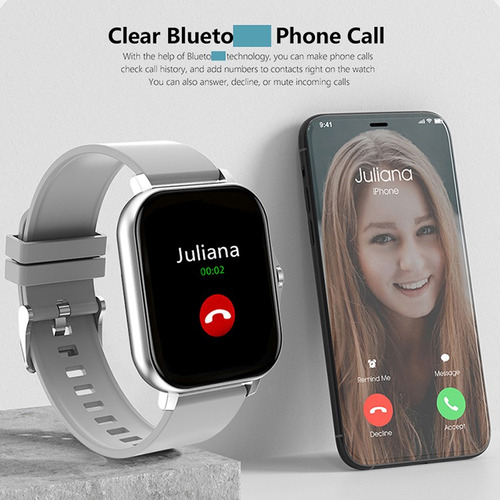 Reloj Inteligente Smart P/ Xiaomi Apple Samsung Ios Android Negro Milanese Negro Plateado