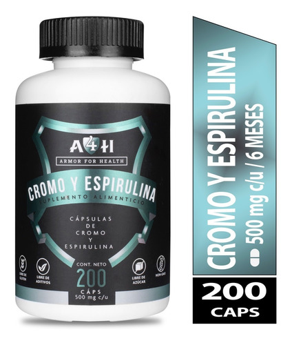 200 Capsulas Picolinato D Cromo 200mcg  Espirulina A4h