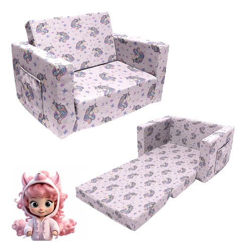 Kids Sofa, Children's 2pulgada1 Convertible Relaxing Sofa To